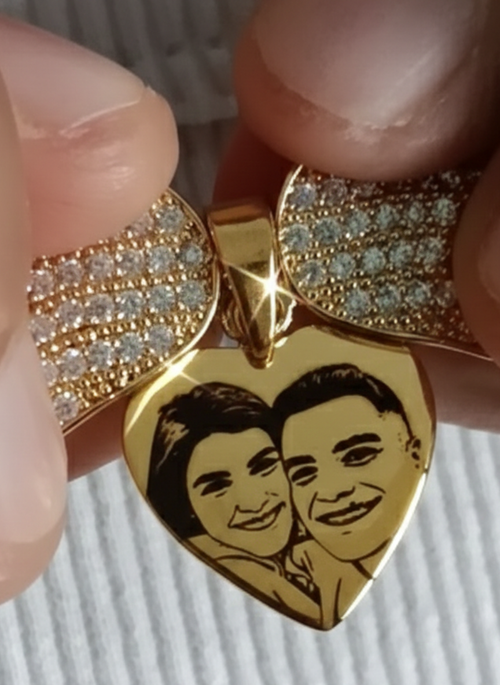 Colar Asas de Anjo Personalizado com Foto - Aço Inox Banhado