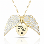 Colar Asas de Anjo Meus Pais Personalizado - Aço Inox Banhado