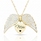 Colar Asas de Anjo Meus Pais Personalizado - Aço Inox Banhado