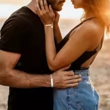 Par de Pulseiras Personalizadas de Casal Aço Inox