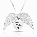 Colar Asas de Anjo Meus Pais Personalizado - Aço Inox Banhado