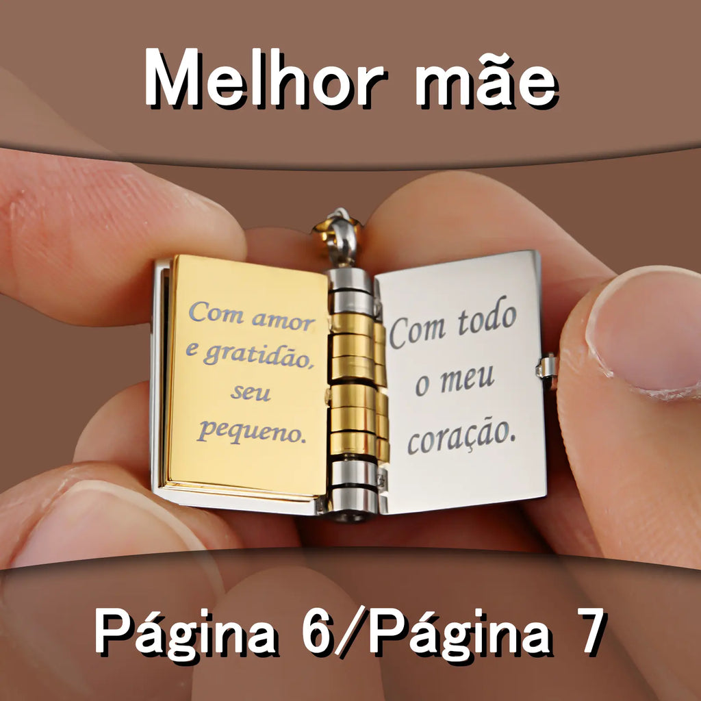 Colar Livro Pingente Melhor Mãe Presente