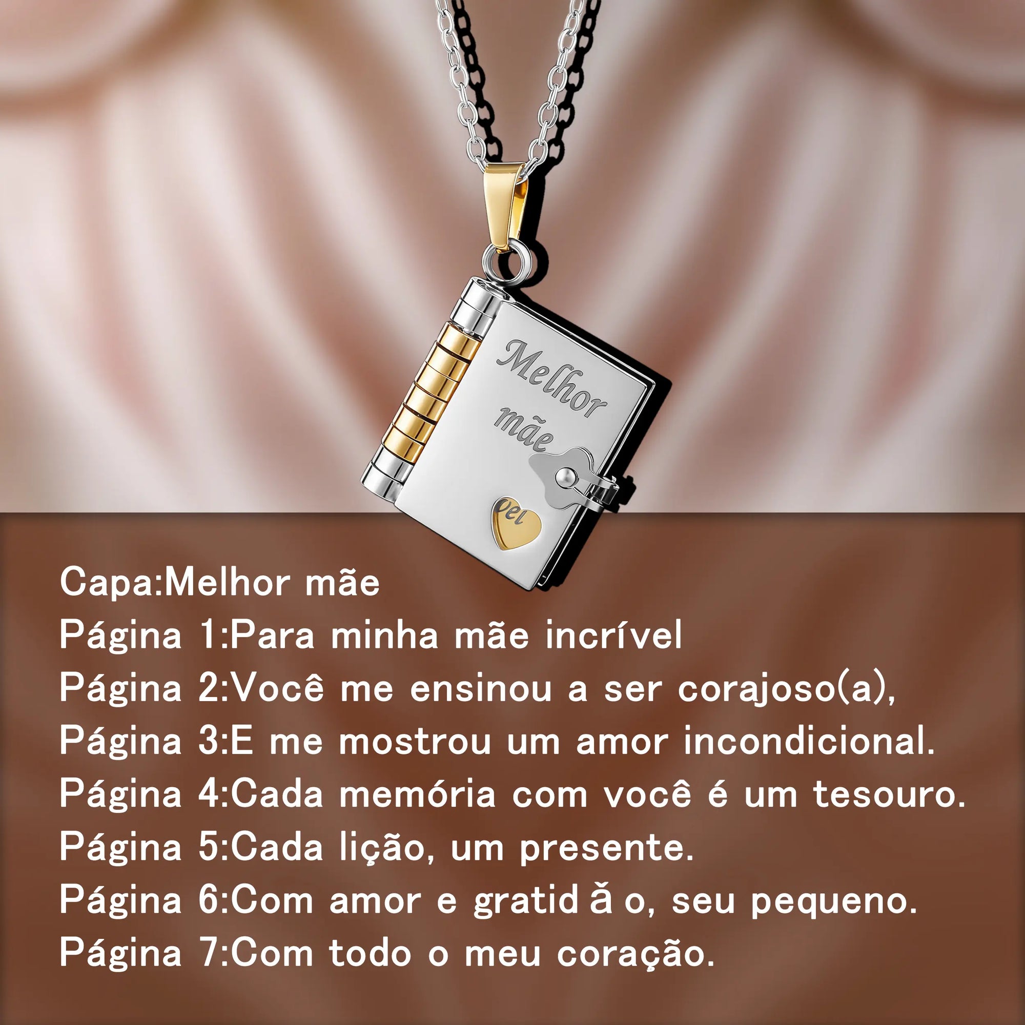 Colar Livro Pingente Melhor Mãe Presente