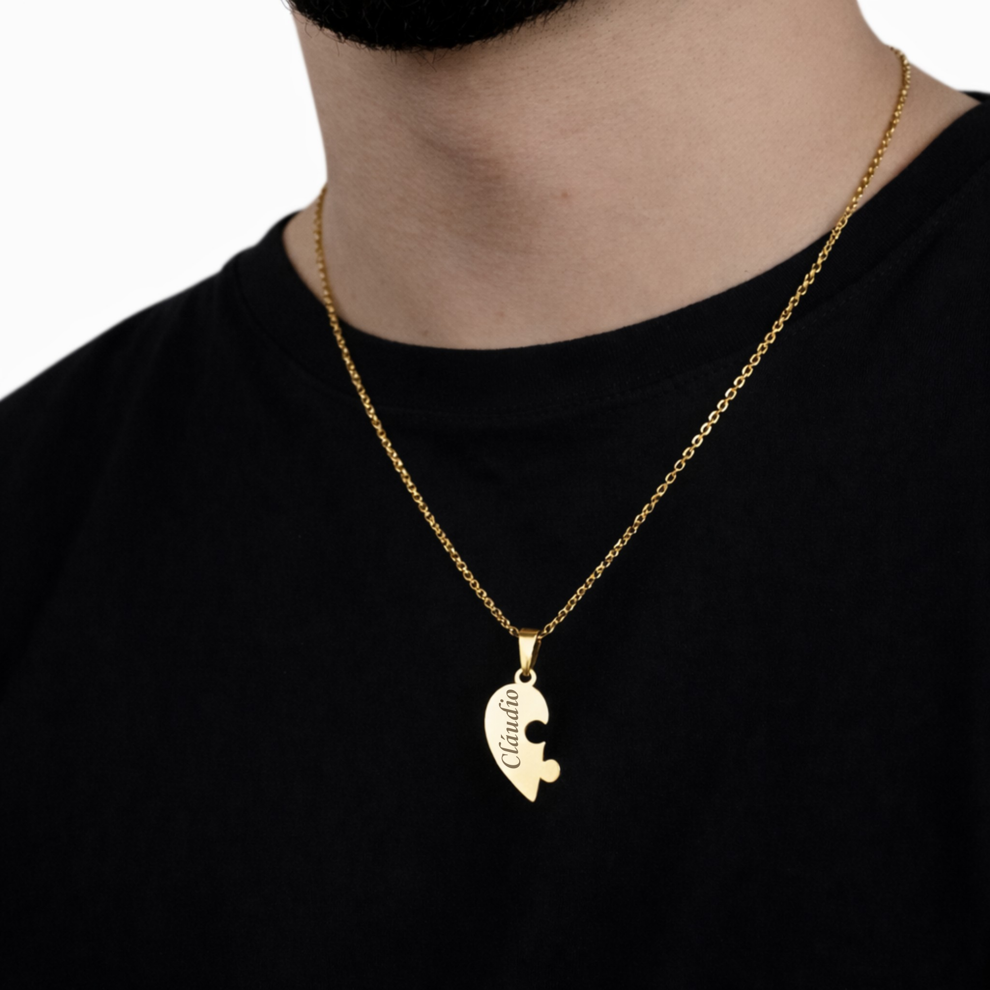 Colar Quebra Cabeça Personalizado - Aço Inox Banhado