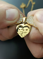 Colar Asas de Anjo Personalizado com Foto - Aço Inox Banhado