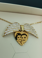 Colar Asas de Anjo Personalizado com Foto - Aço Inox Banhado