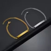 Par de Pulseiras Personalizadas de Casal Aço Inox