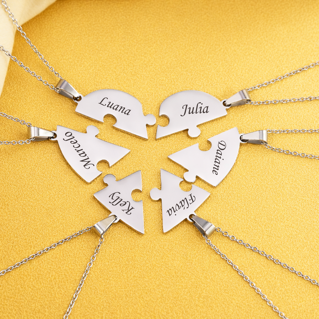 Colar Quebra Cabeça Personalizado - Aço Inox Banhado