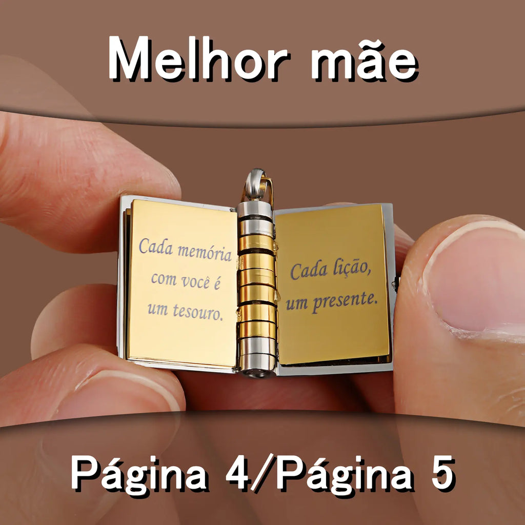 Colar Livro Pingente Melhor Mãe Presente
