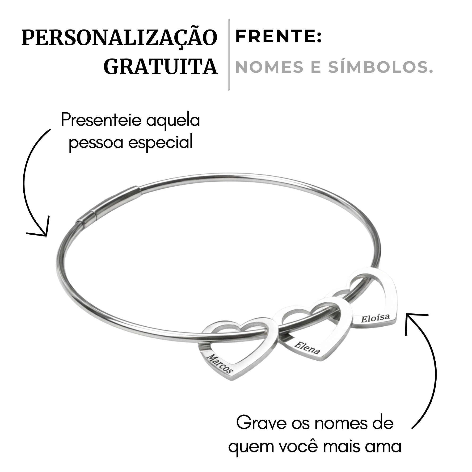Pulseira Rígida Personalizada - Aço  Inox Banhado