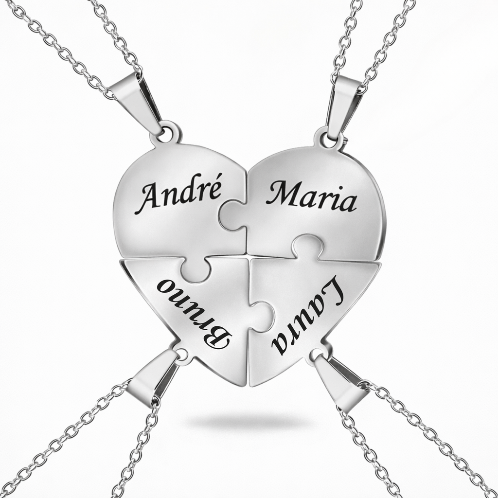 Colar Quebra Cabeça Personalizado - Aço Inox Banhado