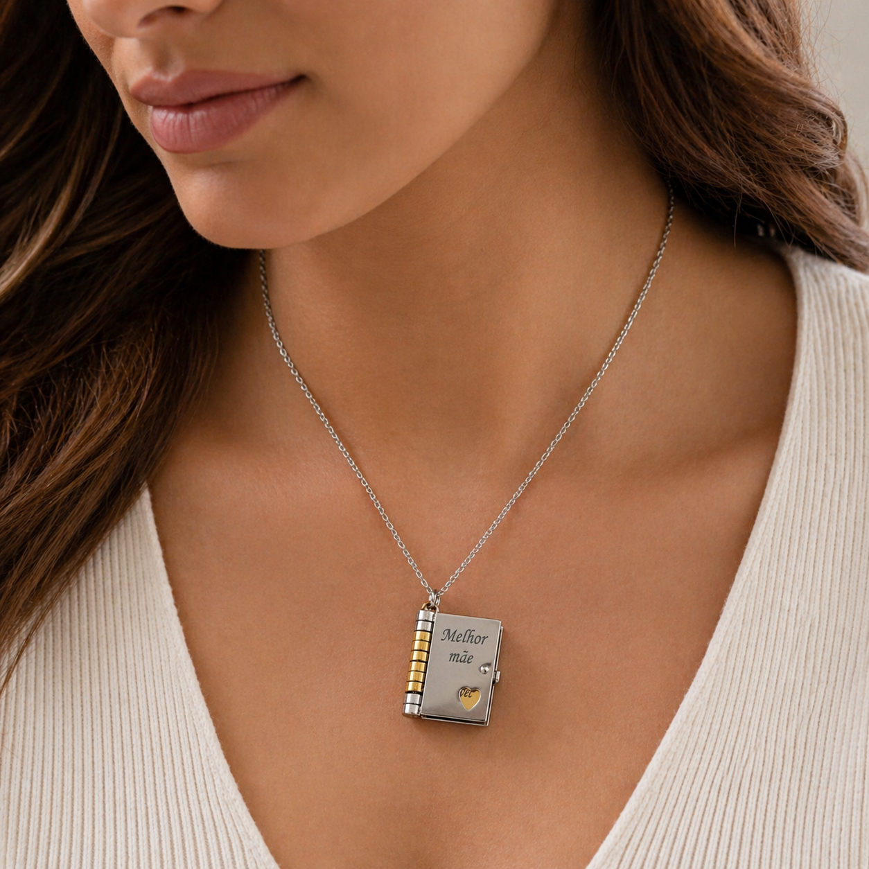 Colar Livro Pingente Melhor Mãe Presente