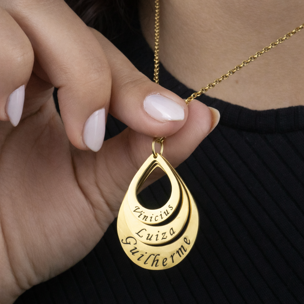 Colar Gota de Amor Personalizado - Aço Inox Banhado