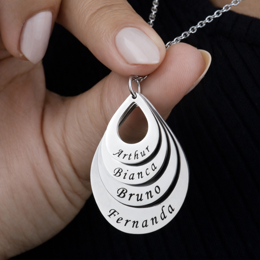 Colar Gota de Amor Personalizado - Aço Inox Banhado