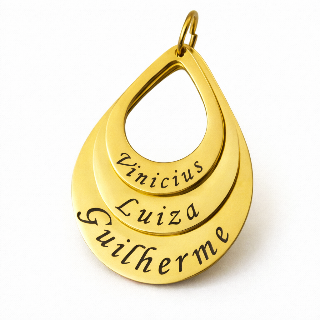 Colar Gota de Amor Personalizado - Aço Inox Banhado