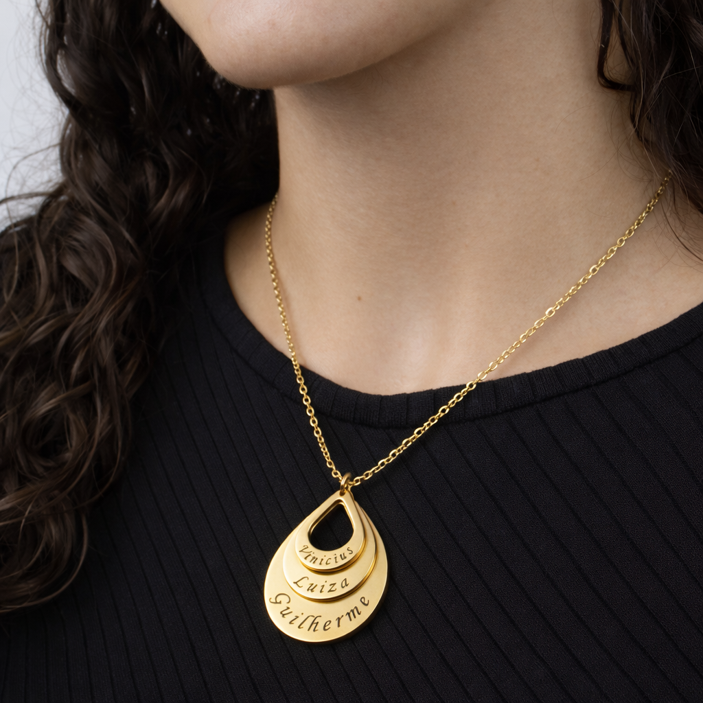 Colar Gota de Amor Personalizado - Aço Inox Banhado