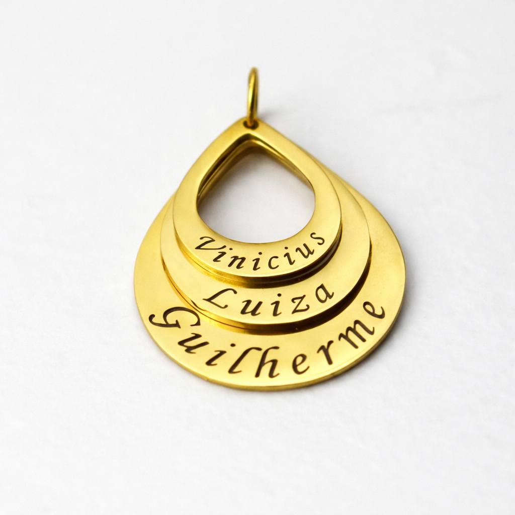 Colar Gota de Amor Personalizado - Aço Inox Banhado