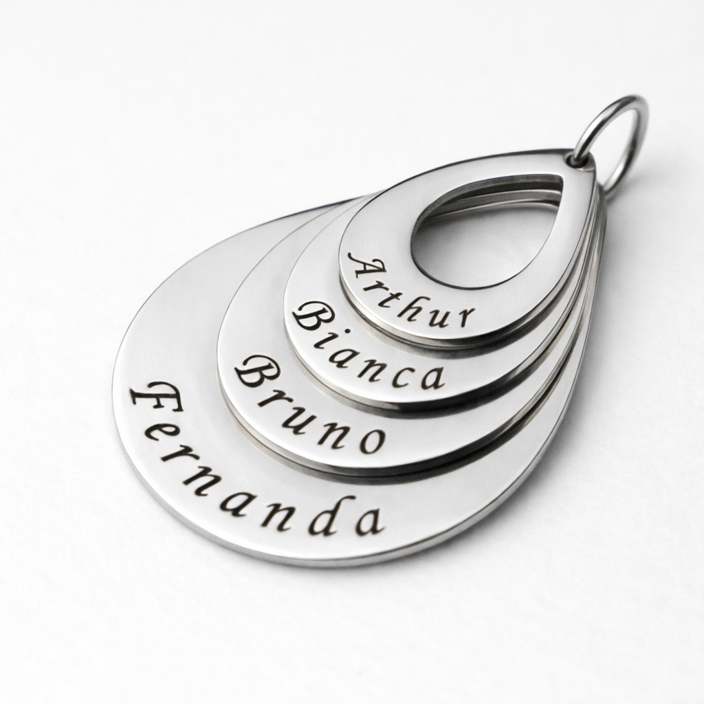 Colar Gota de Amor Personalizado - Aço Inox Banhado