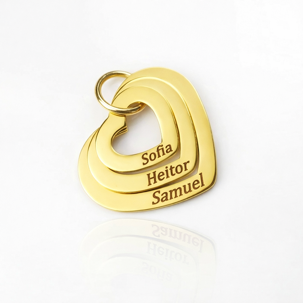 Colar Corações Crescentes Personalizado - Aço Inox Banhado