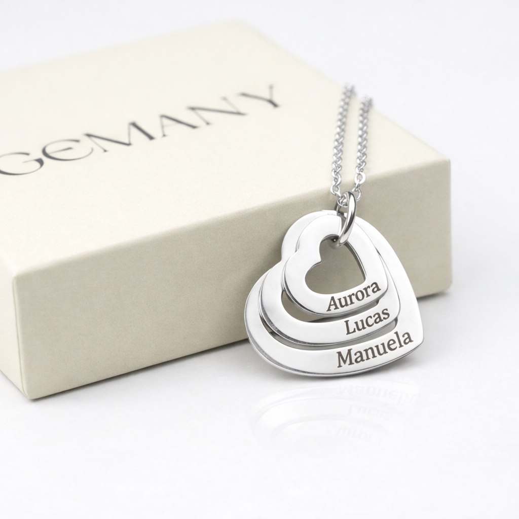 Colar Corações Crescentes Personalizado - Aço Inox Banhado