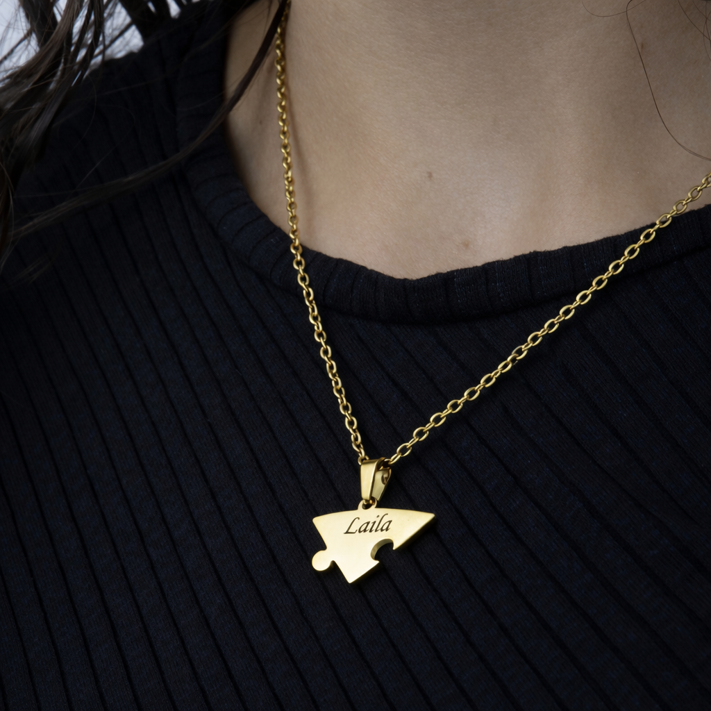 Colar Quebra Cabeça Personalizado - Aço Inox Banhado