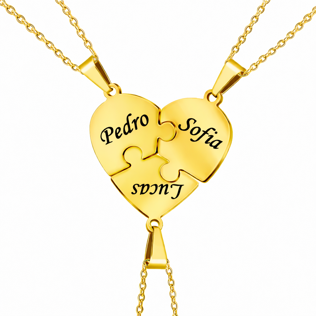 Colar Quebra Cabeça Personalizado - Aço Inox Banhado