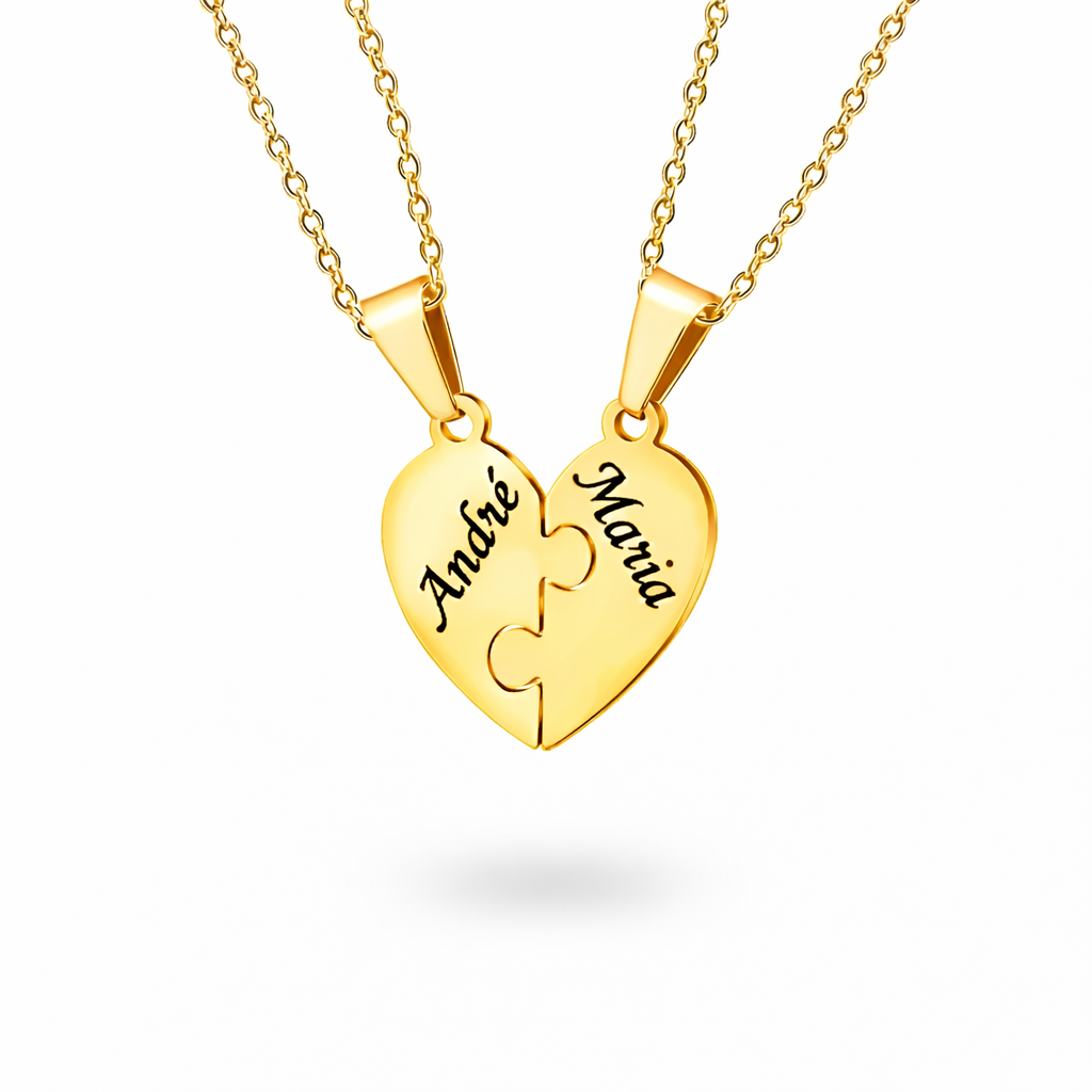 Colar Quebra Cabeça Personalizado - Aço Inox Banhado