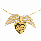 Colar Asas de Anjo Personalizado com Foto - Aço Inox Banhado