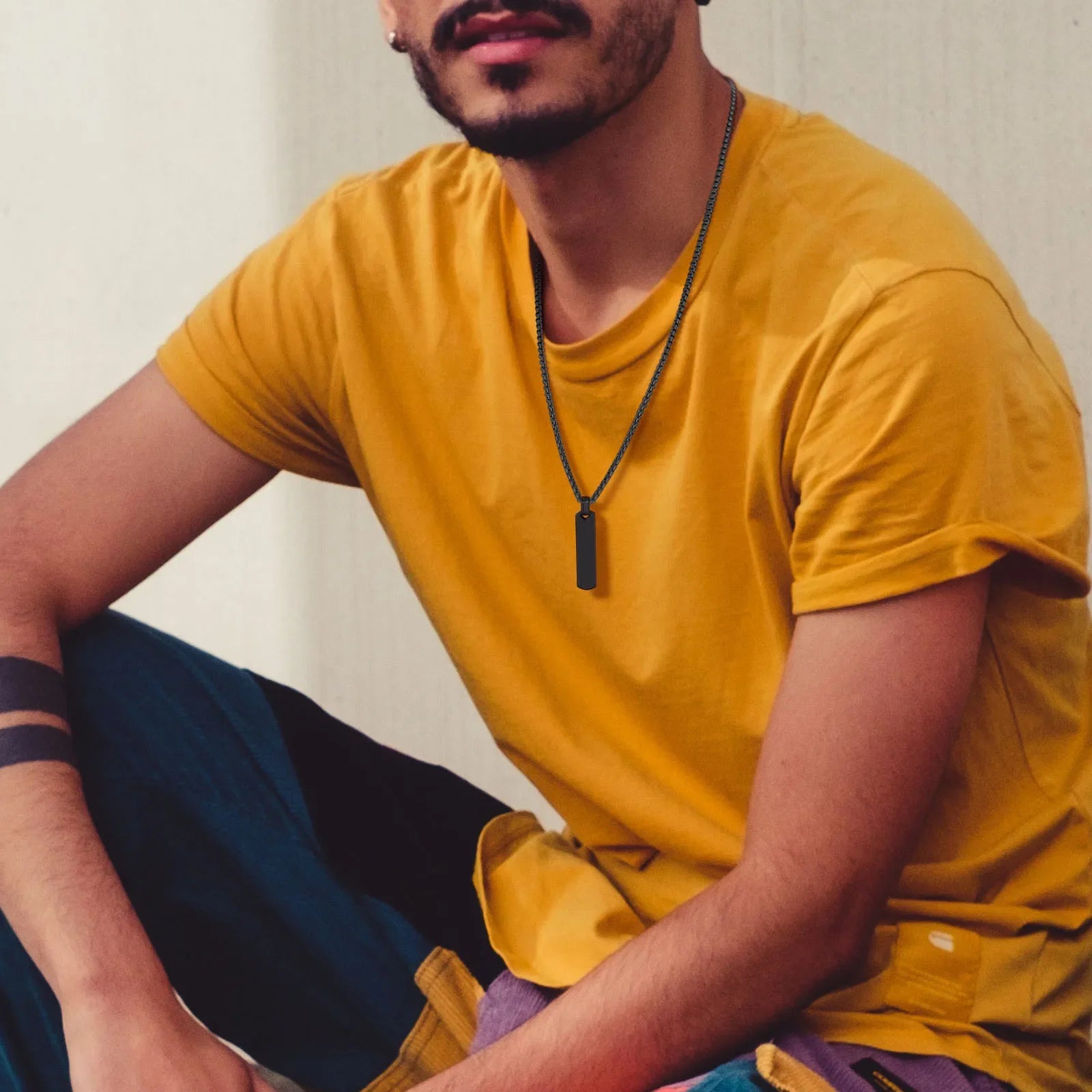 Colar Tag Letra Personalizado - Aço Inox Banhado