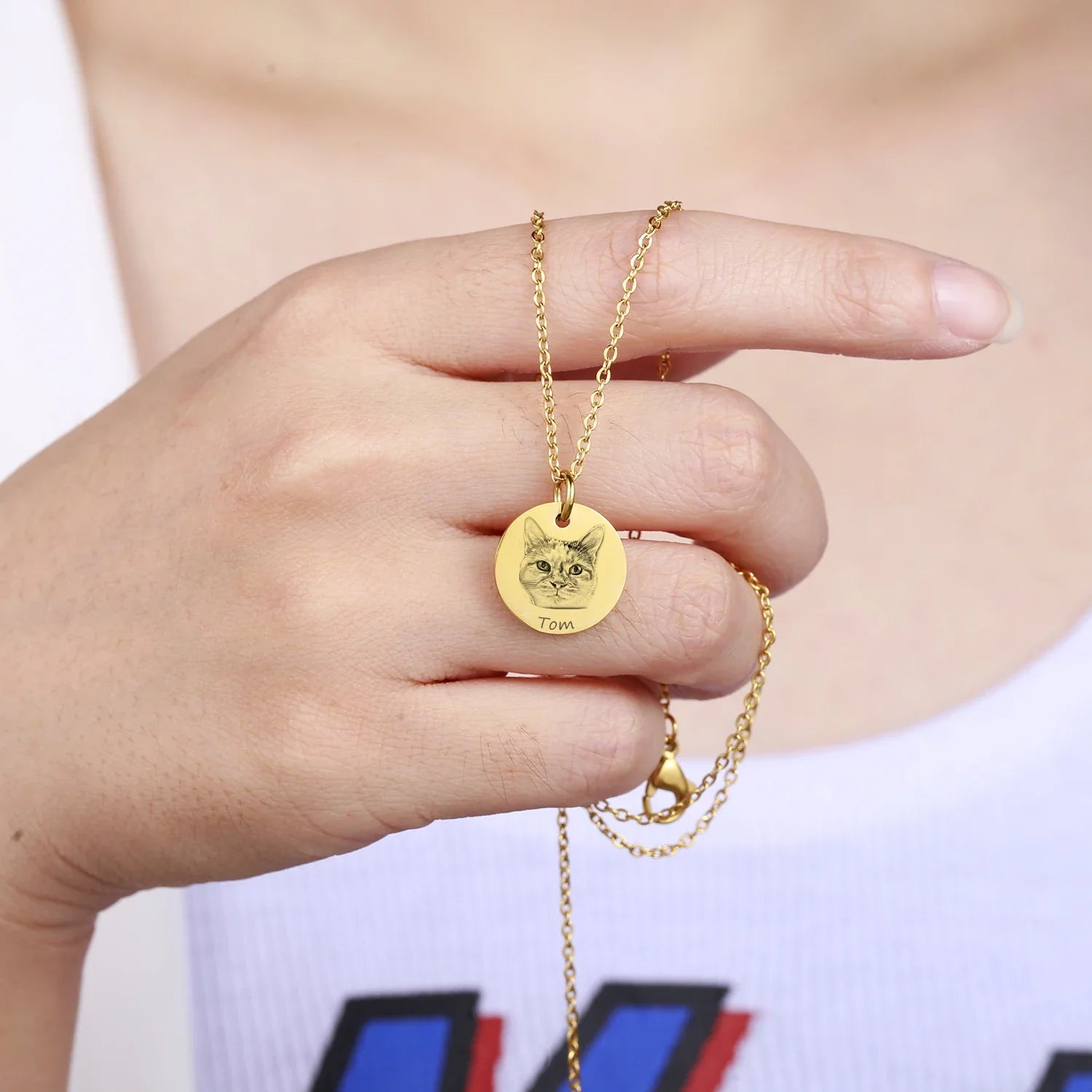Colar Foto e Nome do Pet Personalizado - Aço Inox Banhado