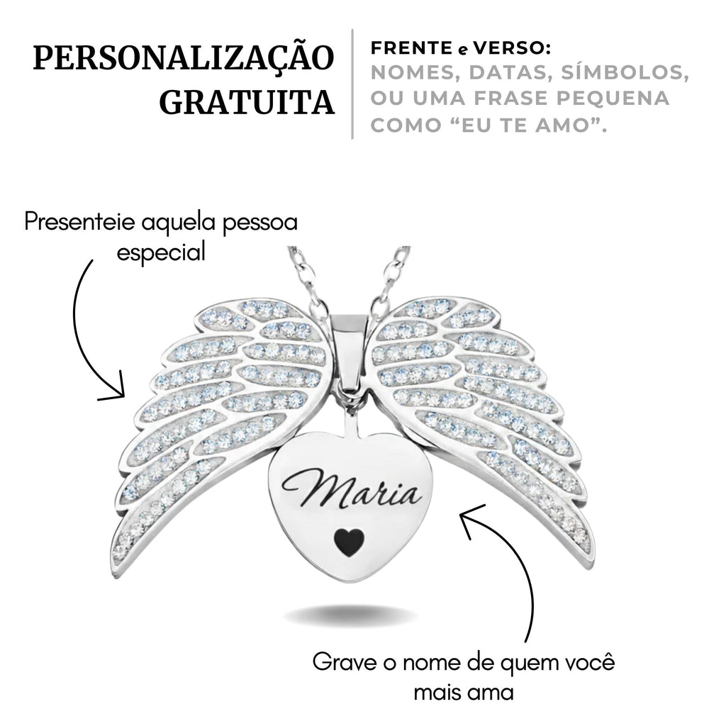 Colar Asas de Anjo Personalizado - Aço Inox Banhado