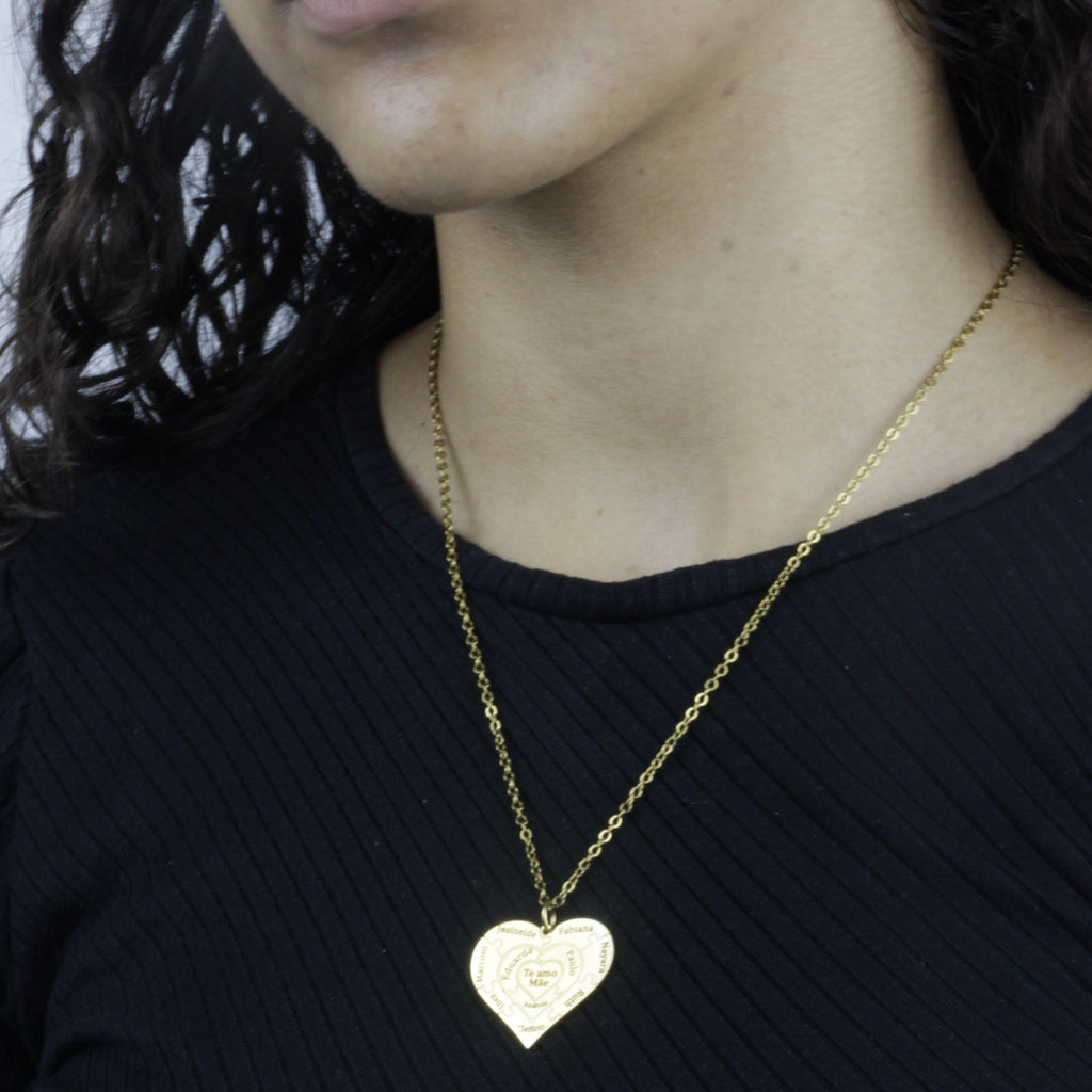 Colar Coração de Mãe Personalizado - Aço Inox Banhado