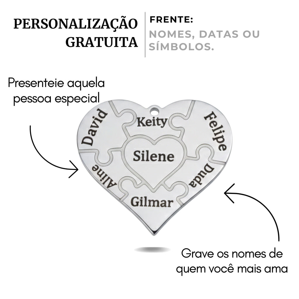 Colar Coração de Mãe Personalizado - Aço Inox Banhado