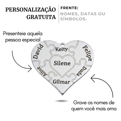 Colar Coração de Mãe Personalizado - Aço Inox Banhado