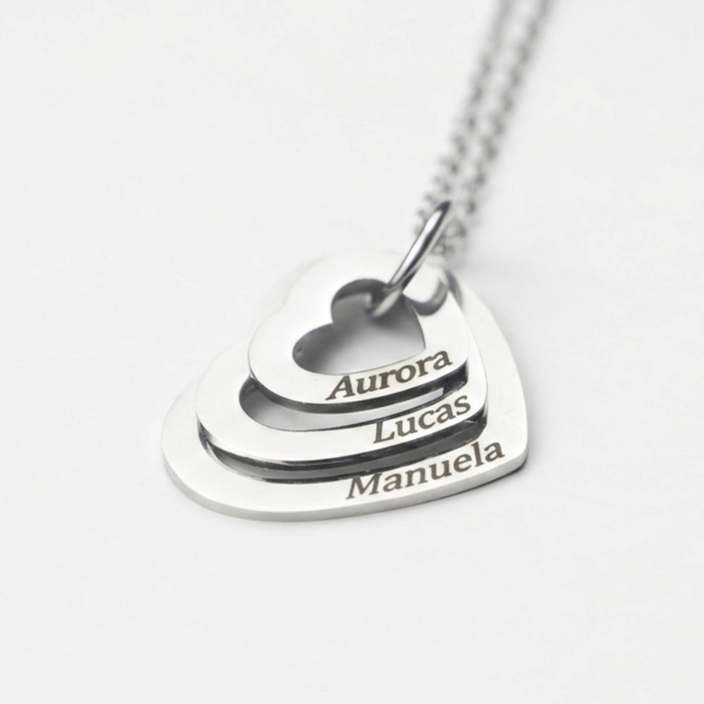 Colar Corações Crescentes Personalizado - Aço Inox Banhado