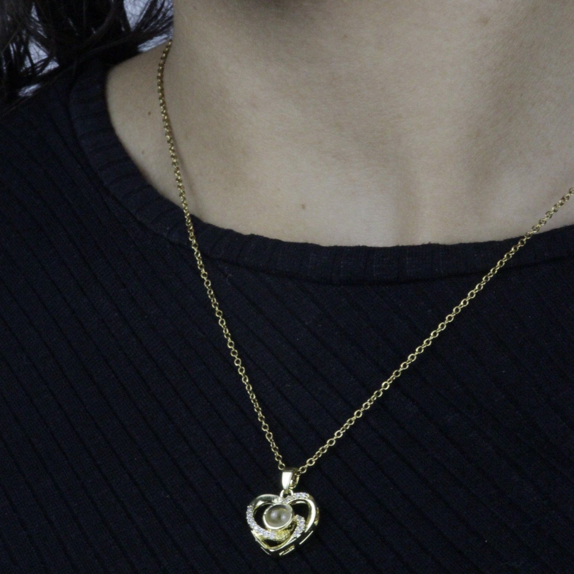 Colar Eu te Amo + Caixinha Com Rosa - Aço Inox Banhado