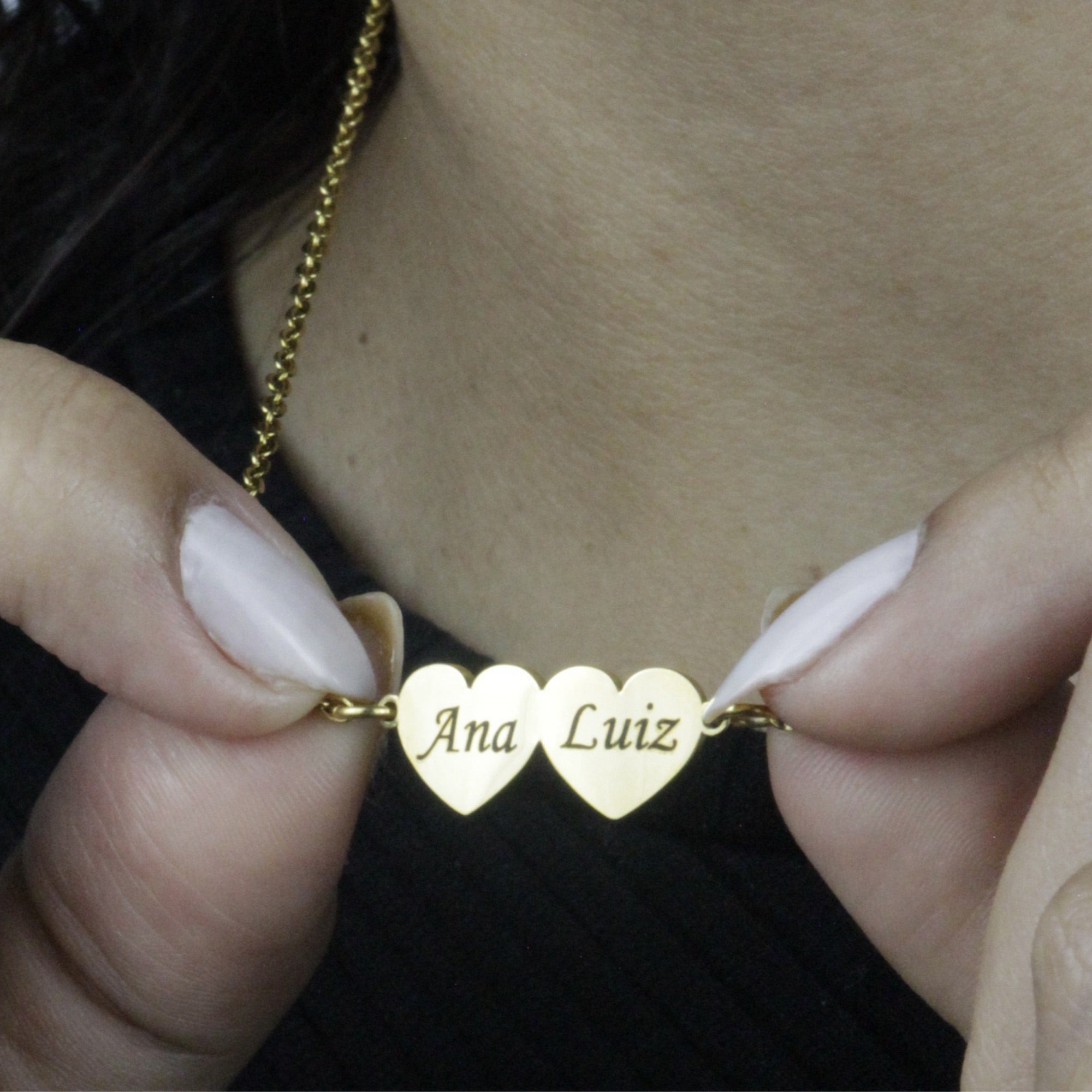 Colar Meus Corações Personalizado Aço Inoxidável Banhado