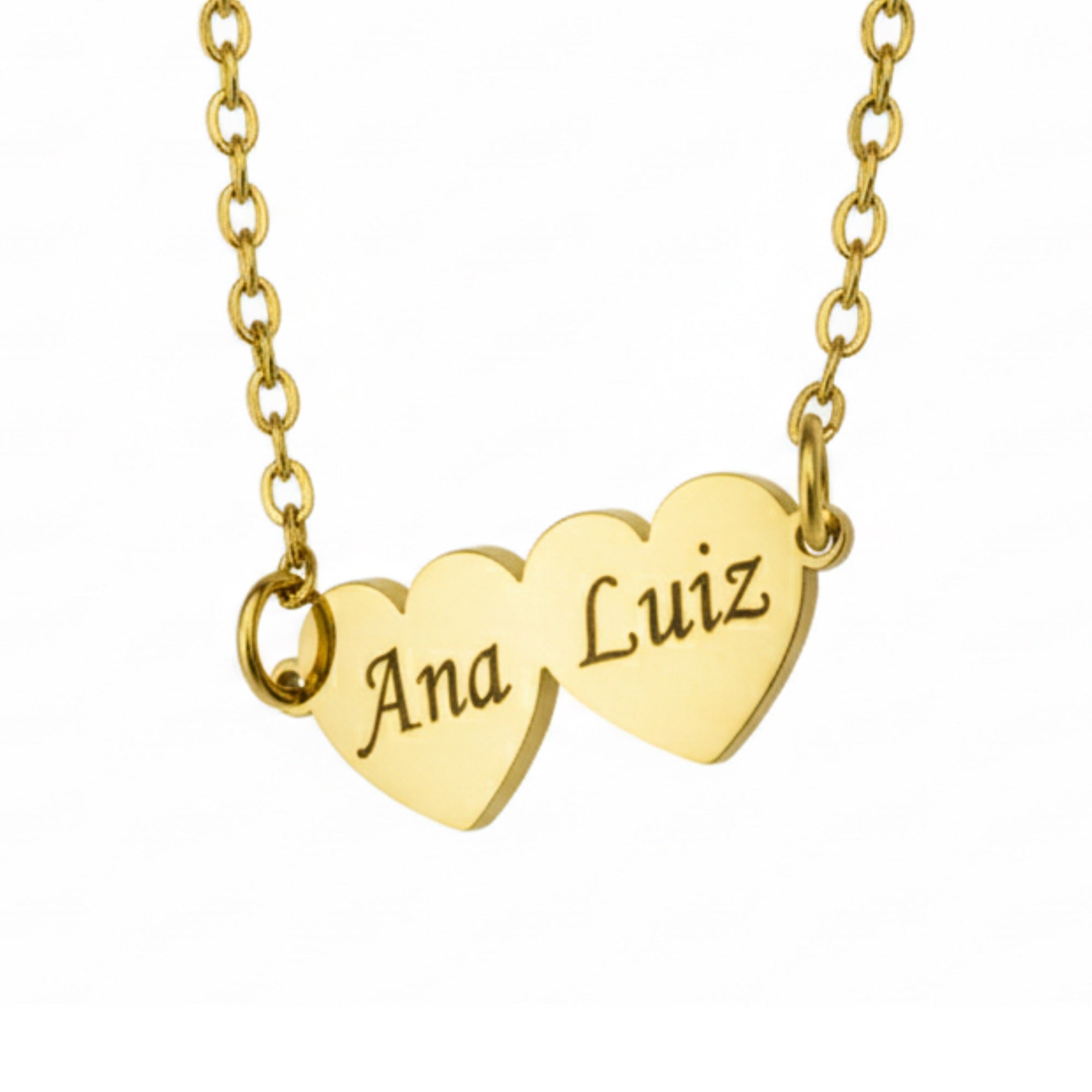 Colar Meus Corações Personalizado Aço Inoxidável Banhado