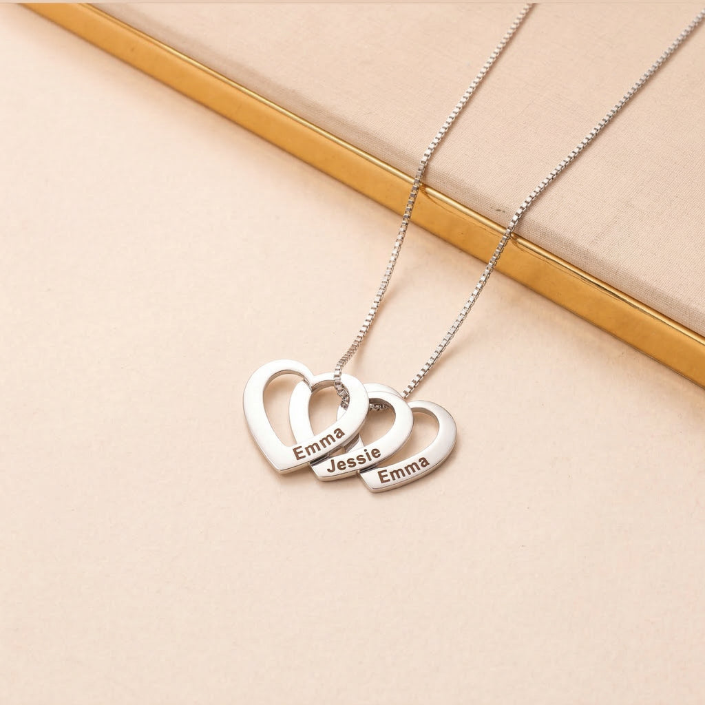 Colar Corações Conectados - Aço Inox Banhado