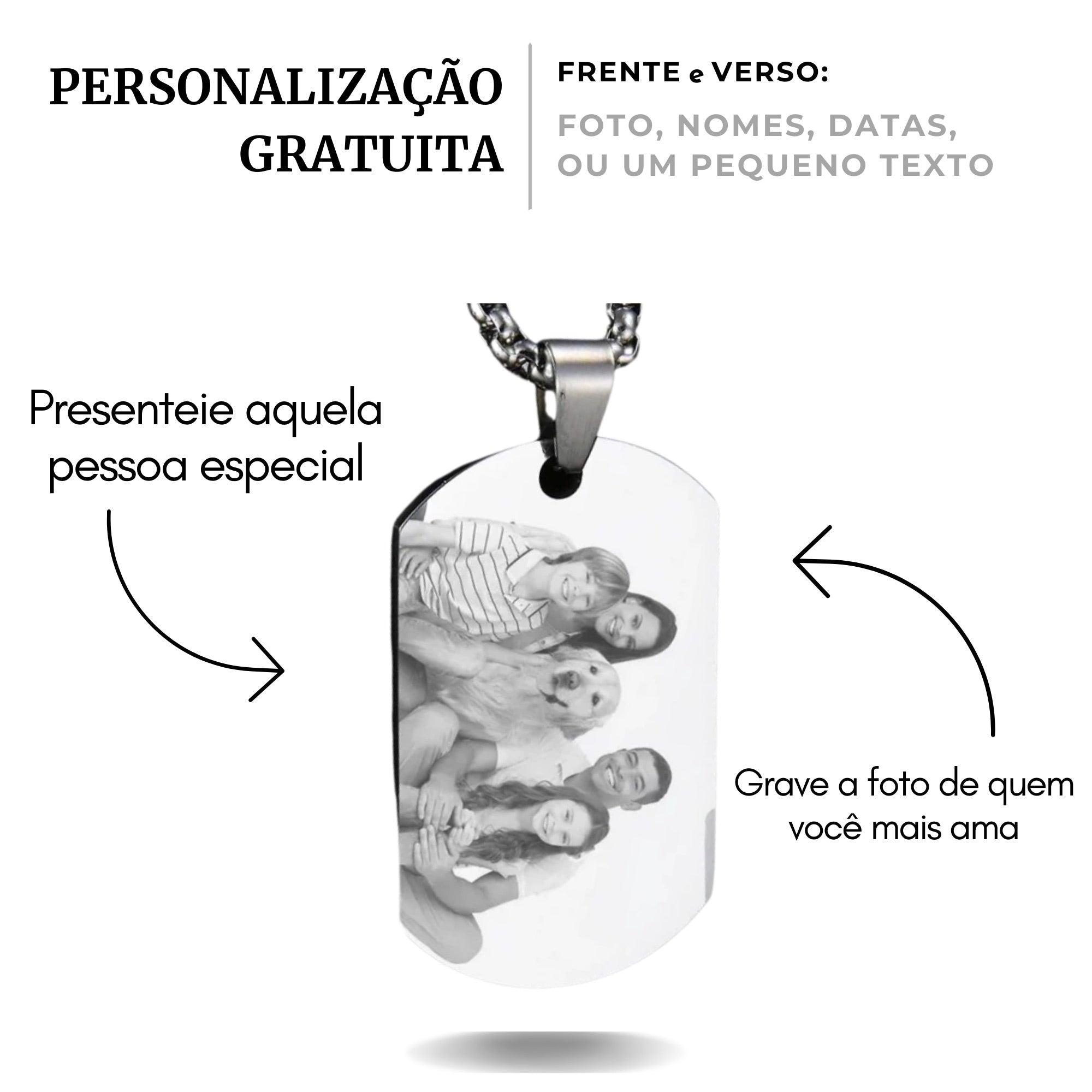 Colar Tag Exército Família Personalizado - Aço Inox Banhado