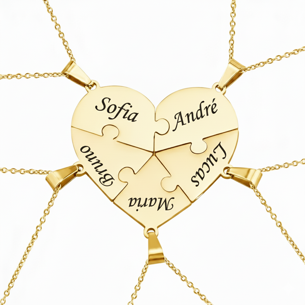 Colar Quebra Cabeça Personalizado - Aço Inox Banhado