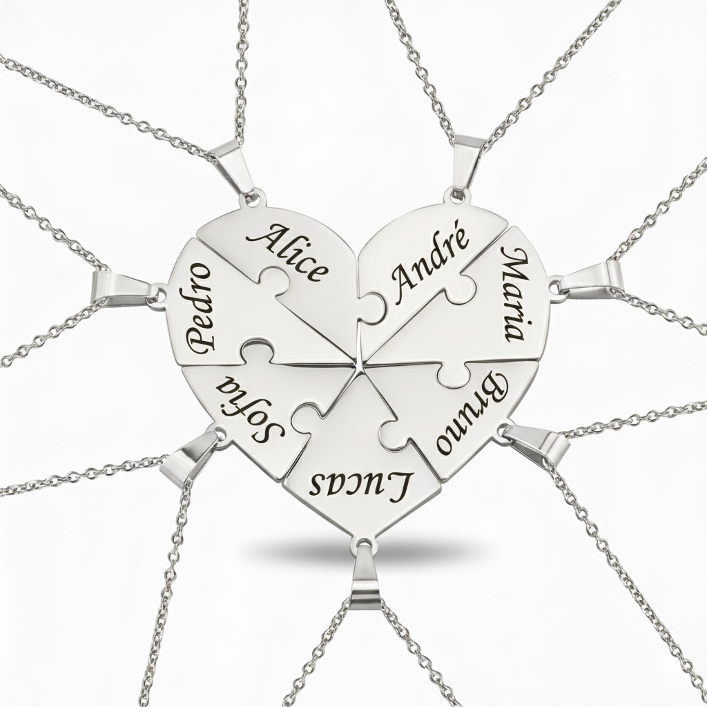 Colar Quebra Cabeça Personalizado - Aço Inox Banhado