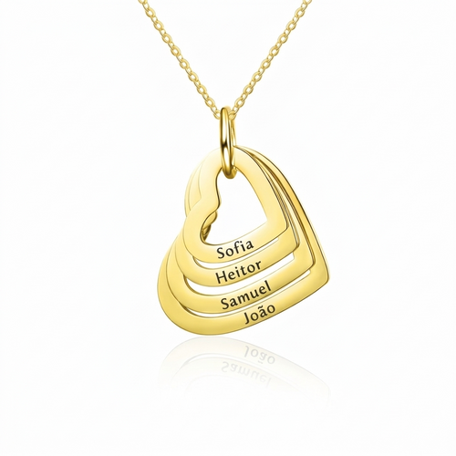 Colar Corações Crescentes Personalizado - Aço Inox Banhado