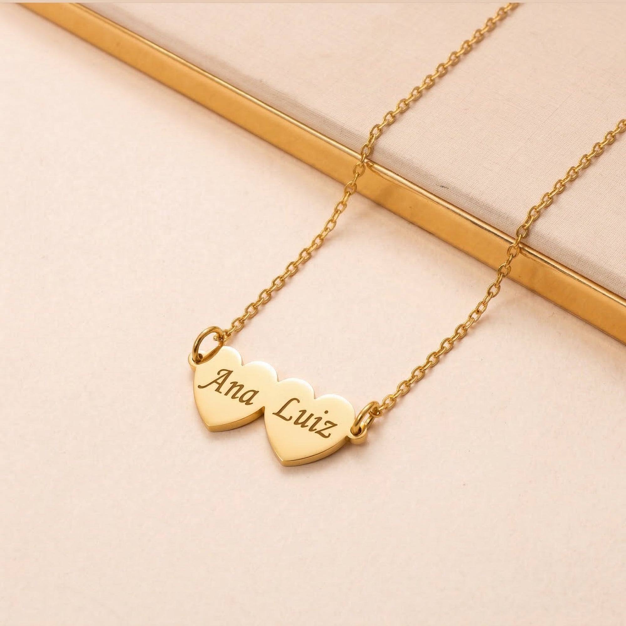 Colar Meus Corações Personalizado Aço Inoxidável Banhado