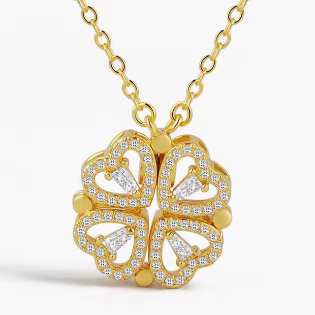 Colar Trevo de Quatro Folhas Magnético - Aço Inox Banhado