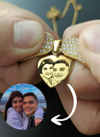 Colar Asas de Anjo Personalizado com Foto - Aço Inox Banhado